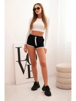 Dámské bavlněné šortky s elastickým pasem a sportovním lemem černé Dámské bavlněné šortky s elastickým pasem a sportovním lemem černé