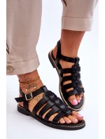 Kožené Sandály S řemínky Černe Lawren Kožené Sandály S řemínky Černe Lawren