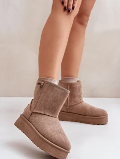 Vysoké dámské sněhule na platformě Big Star model 21677572 béžové - Big Star Shoes