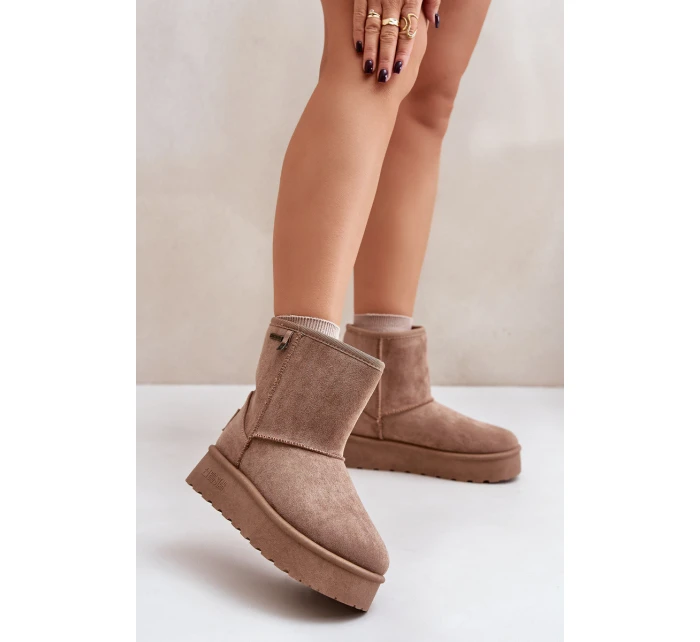 Vysoké dámské sněhule na platformě Big Star model 21677572 béžové - Big Star Shoes Vysoké dámské sněhule na platformě Big Star model 21677572 béžové - Big Star Shoes