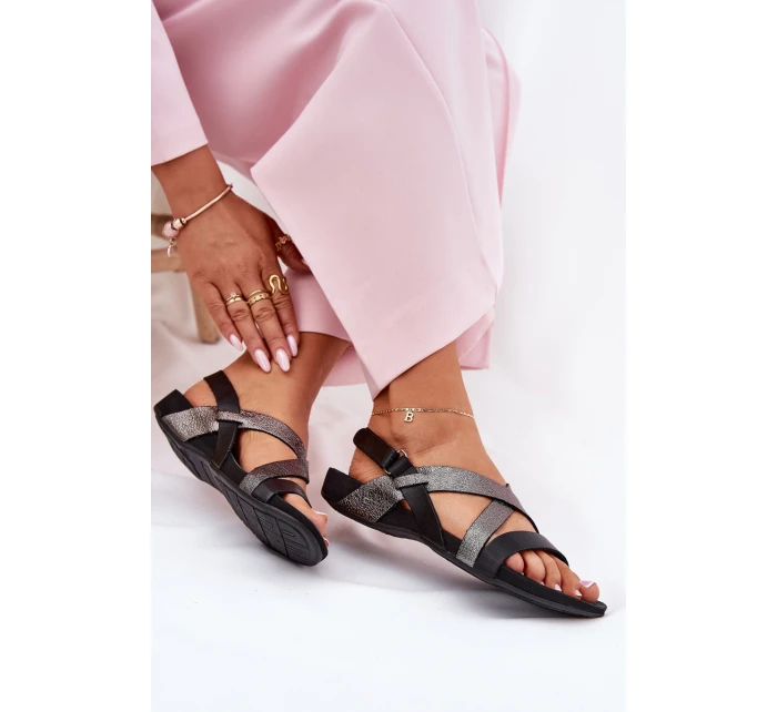 Plné Kožené Sandály Dámské Zazoo 40032 Černé