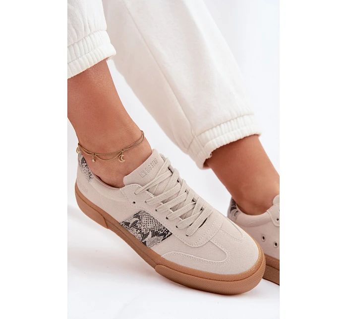 Dámské tenisky s vložkami z kůže Big Star šedé model 22040018 - Big Star Shoes