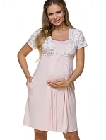 Dámská noční mateřská košilka 3123 / 155625 Oudr růžová s ecru - Lupo Line