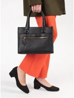 Pohodlné černé  lodičky dámské na širokém podpatku