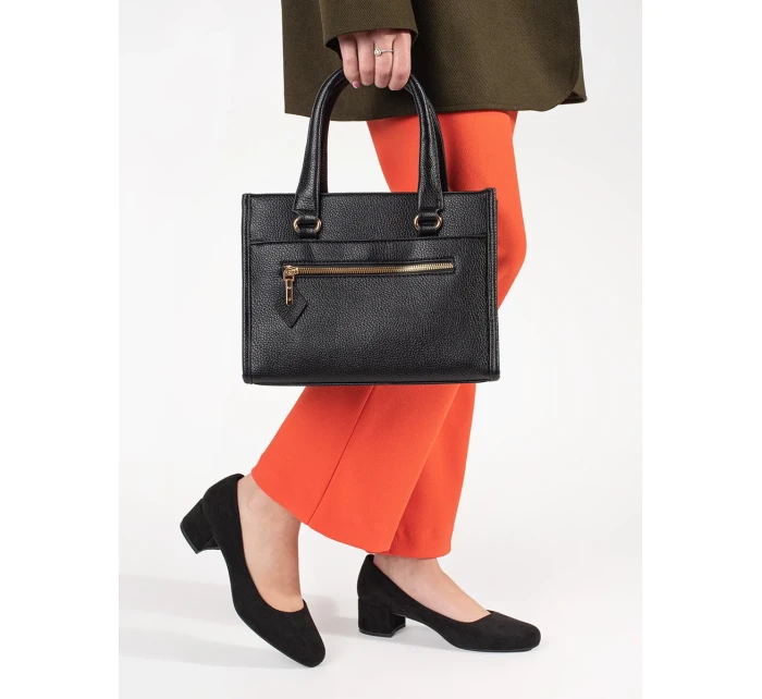 Pohodlné černé  lodičky dámské na širokém podpatku