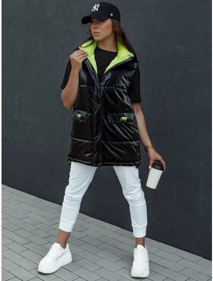 Dámská prošívaná dlouhá vesta MAYLO černá FashionStreet TY4521