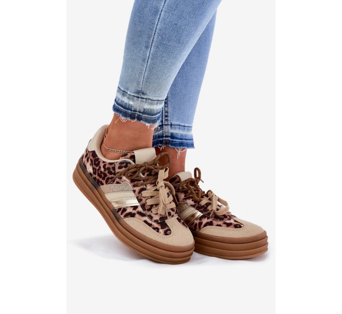 Dámské Tenisky Na Platformě S Dvojitým Šněrováním Leopardí Béžové Niteria Dámské Tenisky Na Platformě S Dvojitým Šněrováním Leopardí Béžové Niteria