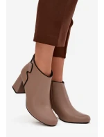 Kožené zateplené kotníkové boty na jehlový podpatek Béžové Ivessara Kožené zateplené kotníkové boty na jehlový podpatek Béžové Ivessara