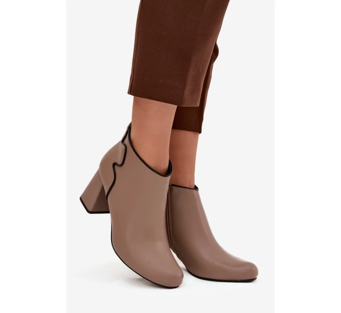 Kožené zateplené kotníkové boty na jehlový podpatek Béžové Ivessara Kožené zateplené kotníkové boty na jehlový podpatek Béžové Ivessara