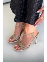 Dámské sandály na jehlovém podpatku s pásky a zlaté model 21821779 - Boto Dámské sandály na jehlovém podpatku s pásky a zlaté model 21821779 - Boto