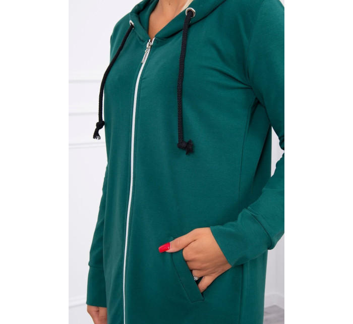 Šaty s kapucí a kapucí tmavě zelené barvy