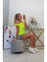 Španělská halenka s volánky žlutá neonová