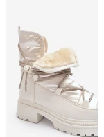 Dámské bílé zimní boty s ozdobným šněrováním Rilana Dámské bílé zimní boty s ozdobným šněrováním Rilana