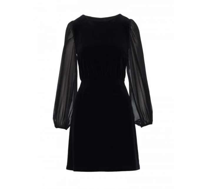 Sametové šaty s rukávy černé model 21479267 - Moe