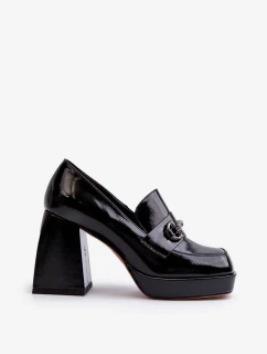 Dámské patentované boty na vysokém podpatku Černá D&A