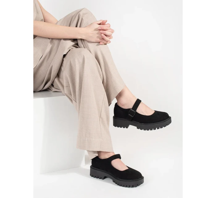 Stylové  polobotky dámské černé platforma
