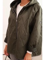 Dámská prošívaná bunda s kapucí khaki