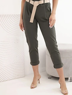 Kalhoty Punto s páskem khaki