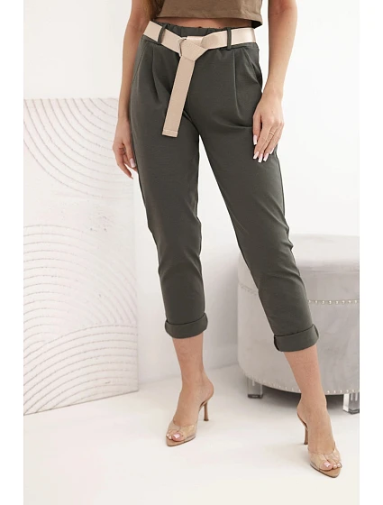 Kalhoty Punto s páskem khaki