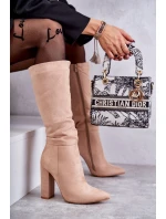 Klasické semišové boty na podpatku Tmavě béžová model 21595222 - Boto Klasické semišové boty na podpatku Tmavě béžová model 21595222 - Boto