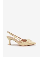 Dámské sandály na podpatku s ozdobným Žluté model 22028004 - Boto