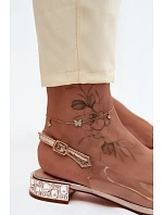 Dámské sandály průhledné s mašlí D&A MR61-9001 růžové zlato