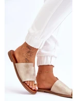 Dámské kožené žabky Světle zlatá Amite Dámské kožené žabky Světle zlatá Amite