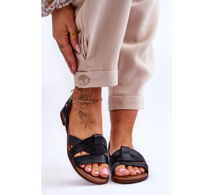 Pohodlné kožené sandály Černé Kayla Pohodlné kožené sandály Černé Kayla