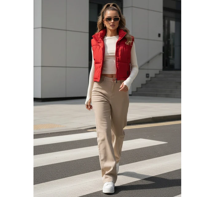 FashionStreet dámská prošívaná červená vesta TY5198