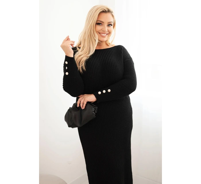 Dámská pletená suknička Plus Size s mohair černá