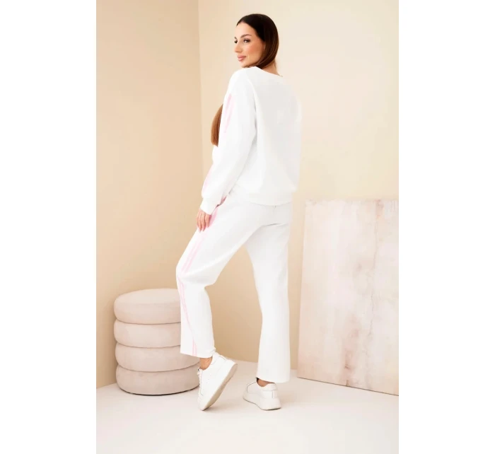 Dámský viskózový máslový komplet s lampasy ecru