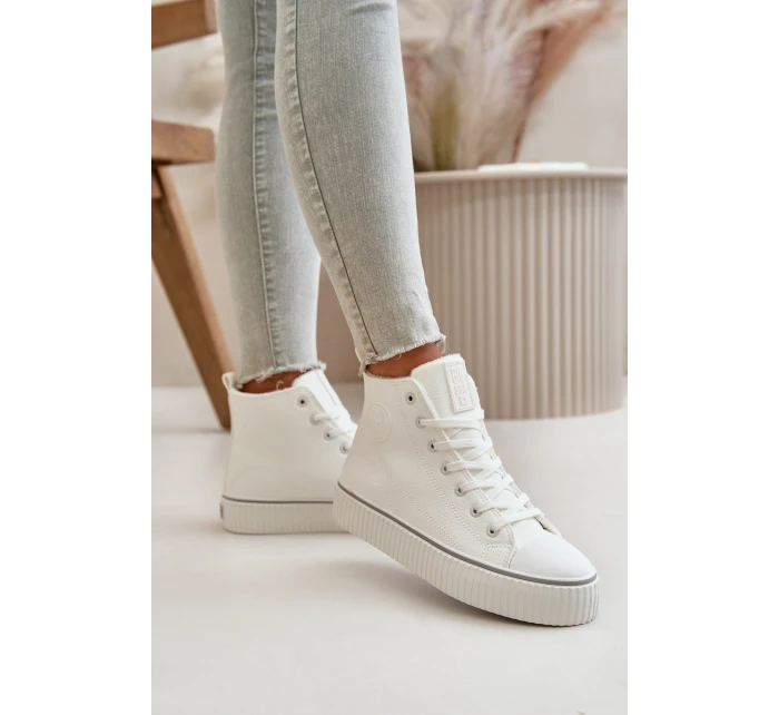 Dámské Zateplené Tenisky Z Eko Kůže Big Star OO274788 Bílé Dámské Zateplené Tenisky Z Eko Kůže Big Star OO274788 Bílé