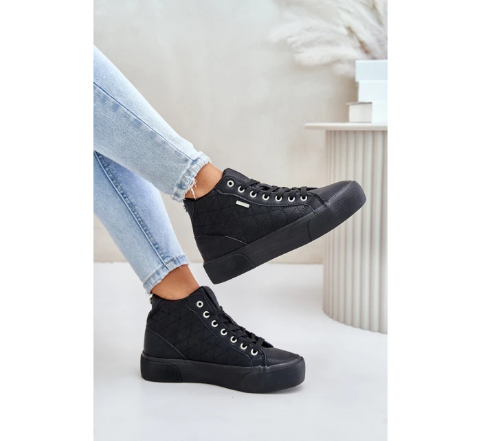 Zateplené Dámské Tenisky S Prošitím Big Star OO274A480 Černé Zateplené Dámské Tenisky S Prošitím Big Star OO274A480 Černé