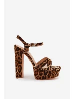 Dámské Sandály Na Podpatku A Platformě Eko Kožené Béžové model 21688879 - Boto Dámské Sandály Na Podpatku A Platformě Eko Kožené Béžové model 21688879 - Boto