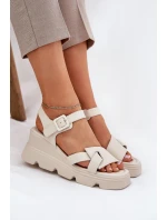 Dámské Kožené Sandály Na Klínu Artiker model 21695626 Béžové - Boto Dámské Kožené Sandály Na Klínu Artiker model 21695626 Béžové - Boto