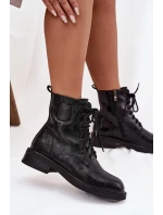 Kožené dámské workery s ozdobným detailem model 21714643 Černé - Maciejka