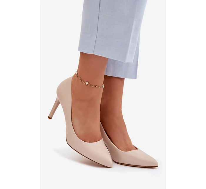 Eko kožené lodičky Sergio Leone 1339 Světle béžové Eko kožené lodičky Sergio Leone 1339 Světle béžové