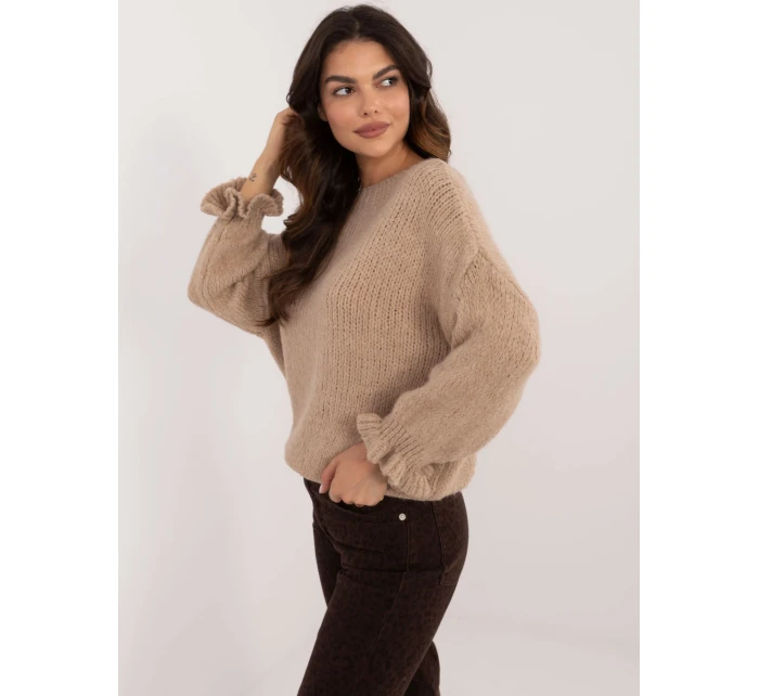 Sweter MI SW model 20535929 ciemny bezowy - FPrice Sweter MI SW model 20535929 ciemny bezowy - FPrice