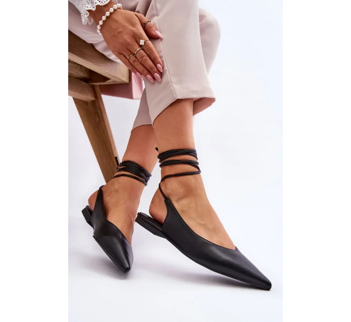 Dámské vázané špičaté baleríny Černá Turriso Dámské vázané špičaté baleríny Černá Turriso