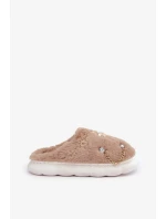 Futrzane Pantofle S Odznaky Tmavě Béžové Ivelfedi