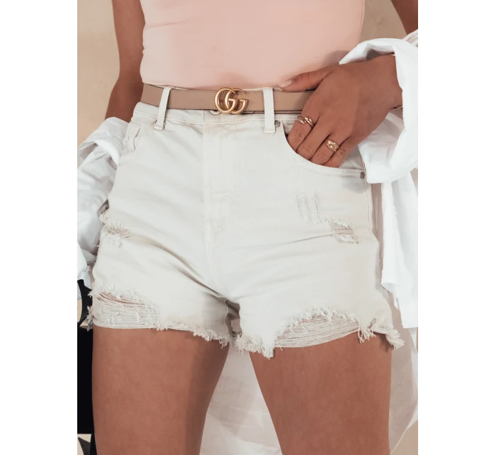 Dámské džínové šortky POPGLAM light beige FashionStreet SY0384