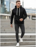 Pánská mikina s kapucí černá Dstreet BX5943 Pánská mikina s kapucí černá Dstreet BX5943