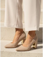 Dámské semišové lodičky na jehlovém podpatku béžové FashionStreet ZY1398