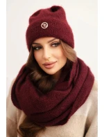 Dámská souprava s čepicí a model 21441702 z měkké pleteniny bordový - K-Fashion