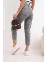 Dámské džíny paperbag s dvojitým zapínáním M.sara grafitové