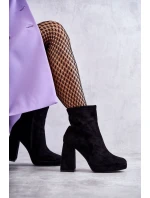 Dámské semišové kozačky na vysokém podpatku Světle černé model 21596005 - Boto