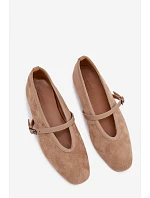 Baleríny s Páskem Eko Semišové Béžové Felora