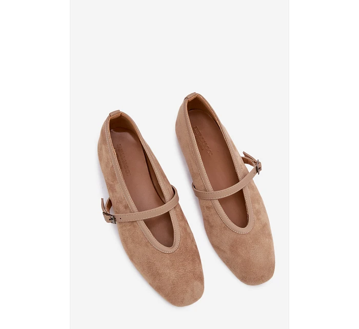 Baleríny s Páskem Eko Semišové Béžové Felora