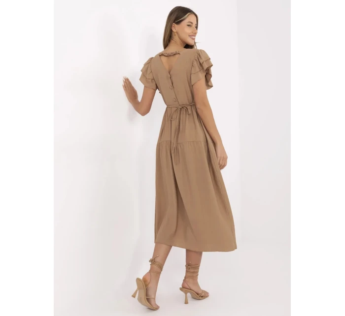 Sukienka MI SK model 21142133 camelowy - FPrice Sukienka MI SK model 21142133 camelowy - FPrice