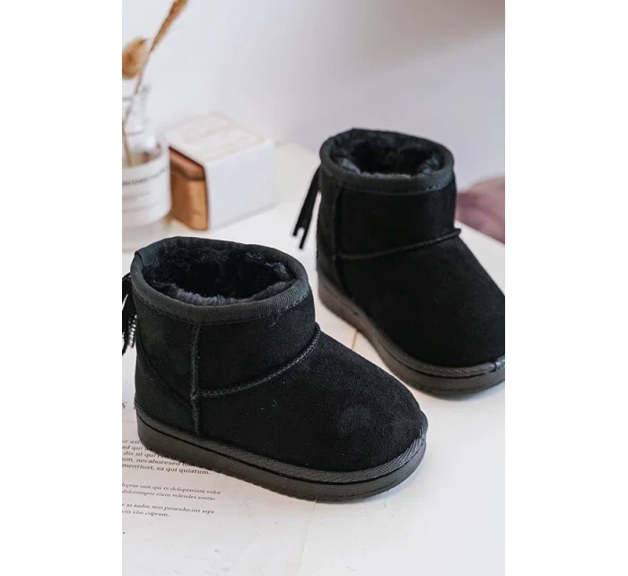 Dětské zateplené sněhule s třásněmi, černá Mikyla